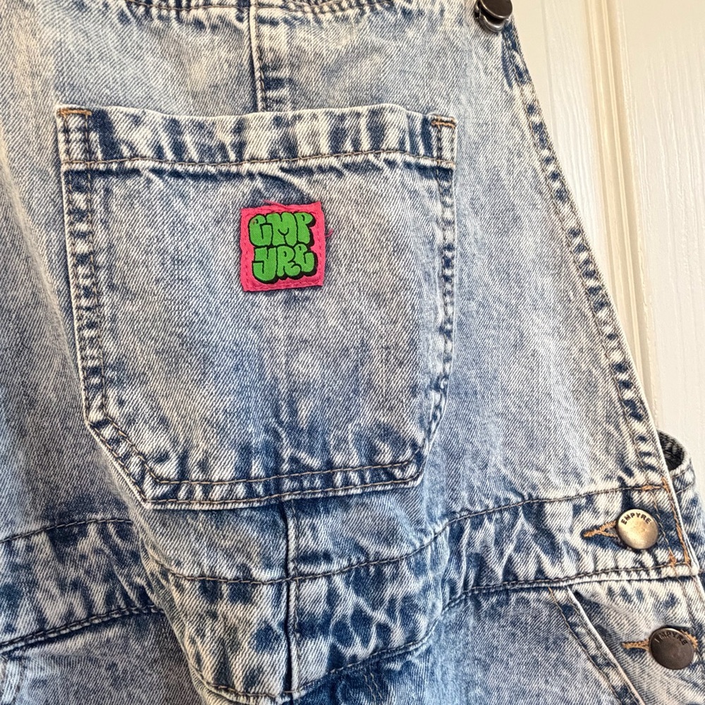 Empyre Acid Wash Denim Overalls Medium Y2K 90s Carpenter Streetwear - Picture 2 of 9